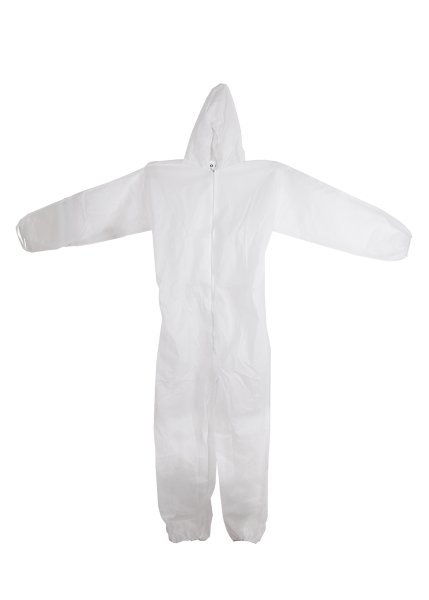 Bílý polypropyl.overal s kapucí